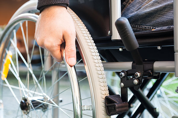 closeup of a wheelchair