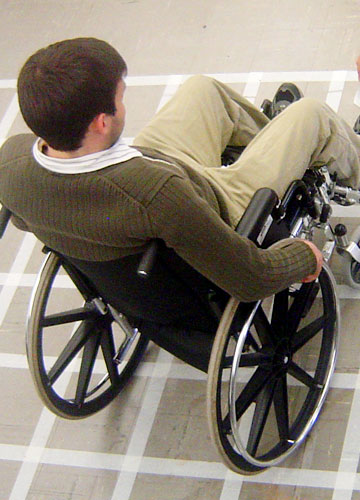 Aerial view of a wheelchair user