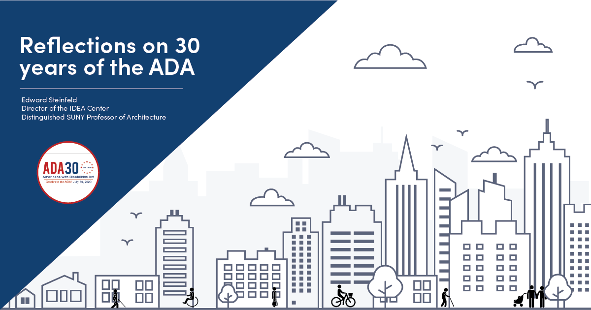 ADA 30th anniversary cityscape with people