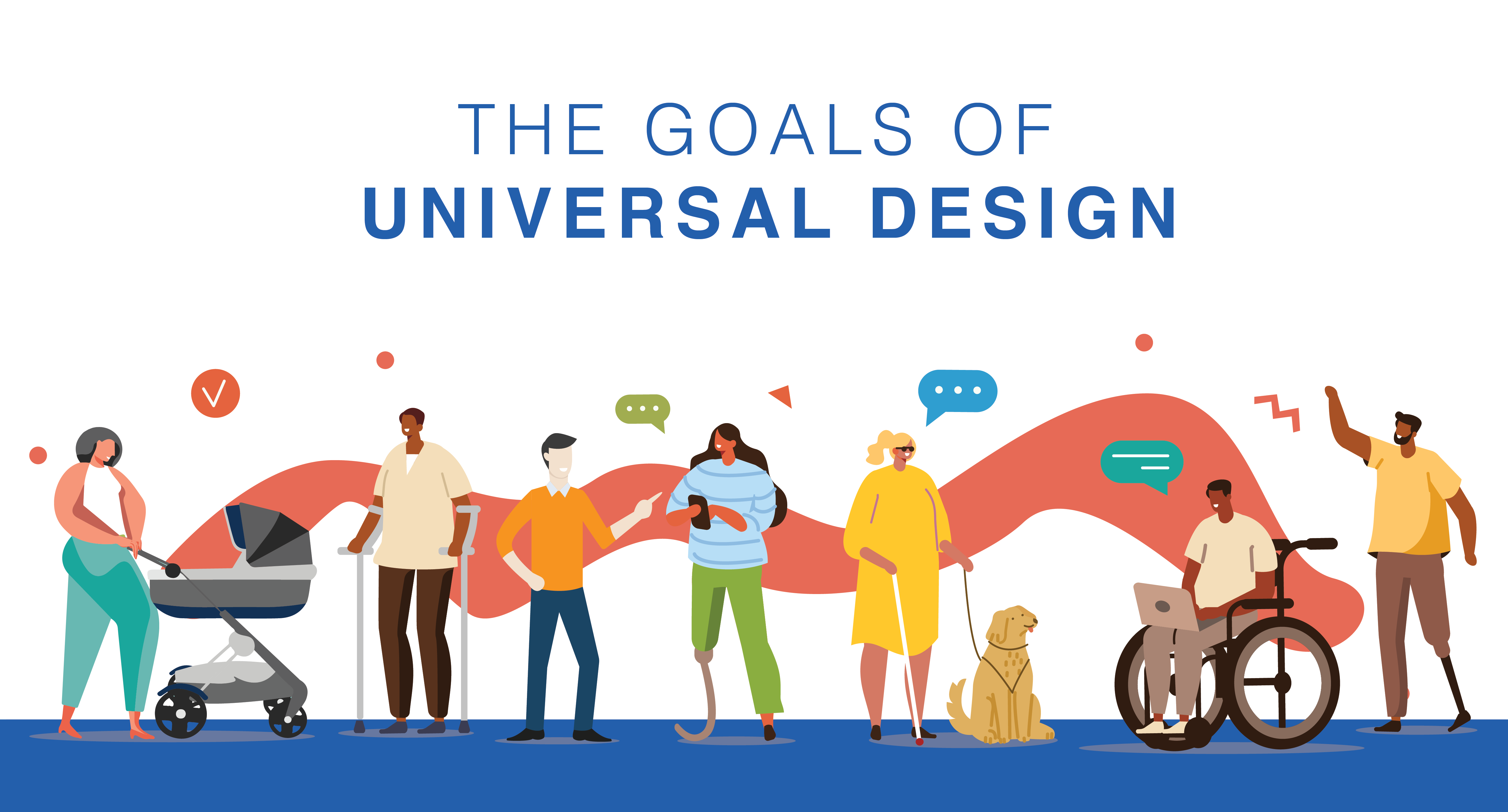 Goals of Universal Design - illustration of various types of people
